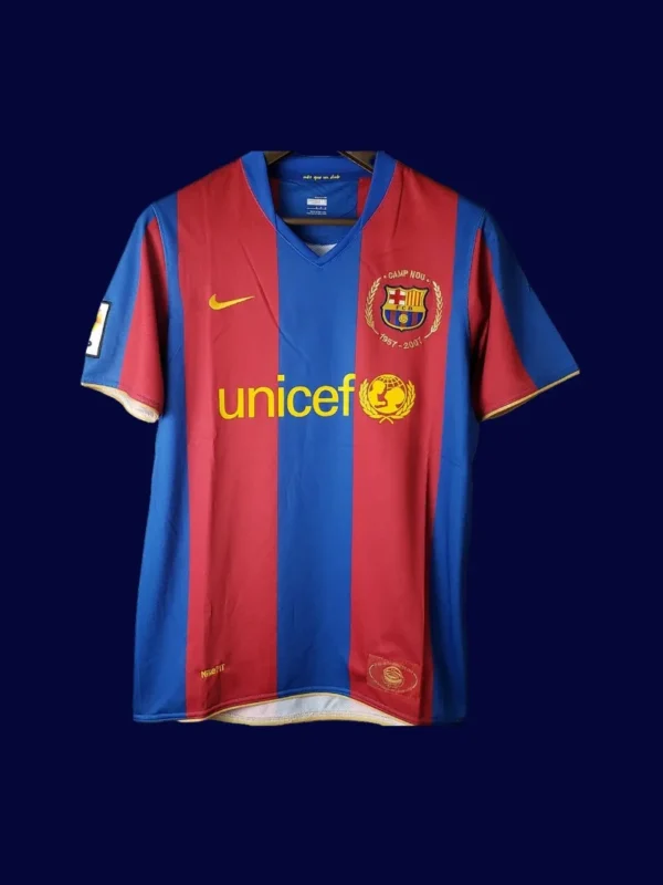 Barcelona 07-08 Retro Home Front iconic stripes era-memory replica jersey