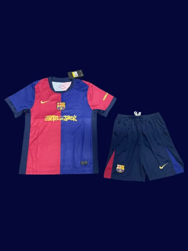 Barcelona Home Kids kits 24/25 Fans Version1 - kfcool.com Barcelona 24-25 Home Kids Kits Fans Version Front