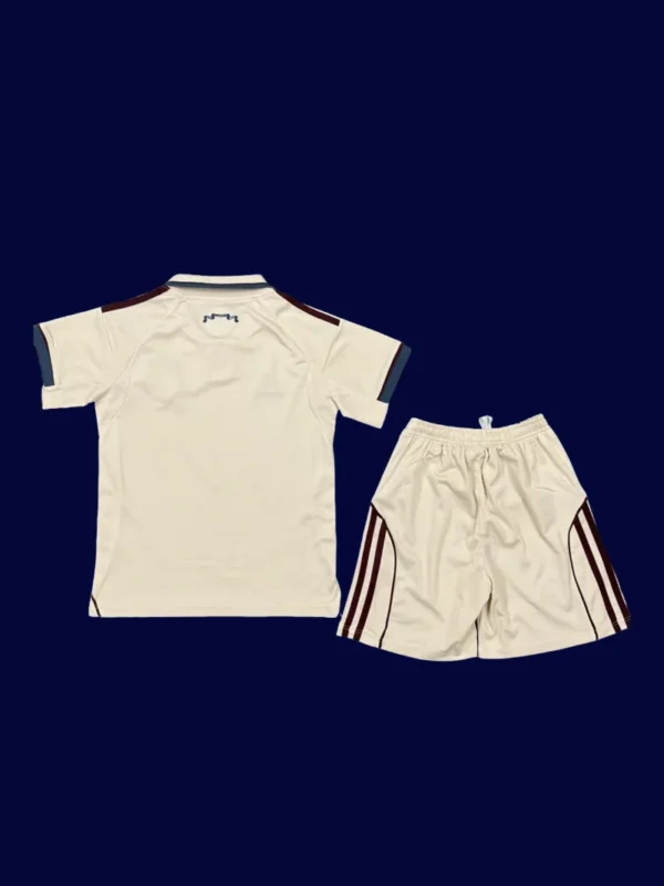 Ajax 25/26 third white kids kit fans version back, youth rear kit