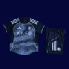 Al Nassr 25/26 away kids kit player front, youth pro blue set