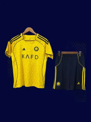Al Nassr 25/26 home kids fans kit front, youth supporter set
