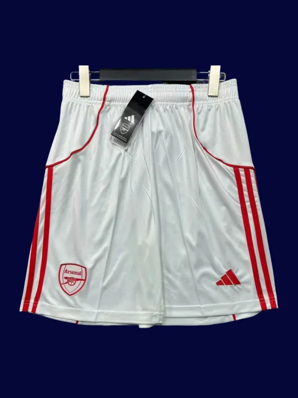 Arsenal 25/26 home white shorts front elastic lightweight breathable