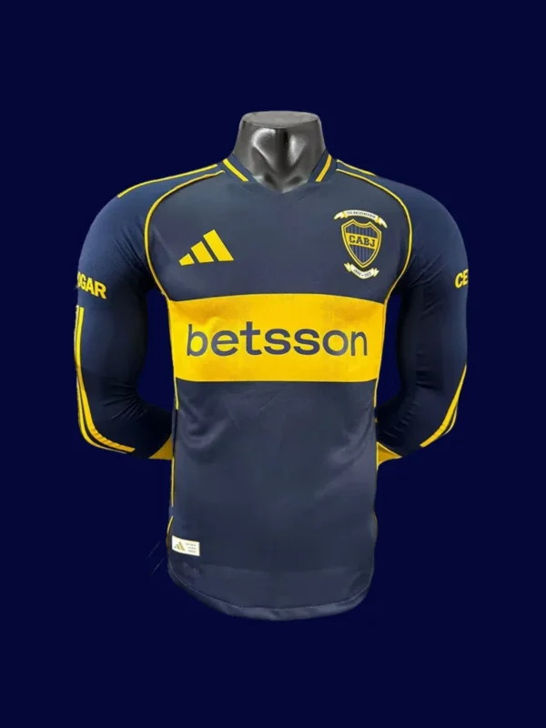 Boca Juniors 25/26 home long sleeve player jersey front, pro LS kit