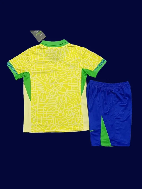 Brazil 24/25 Kids Home Yellow Jersey Fans Version - Back | Kids Replica Rear