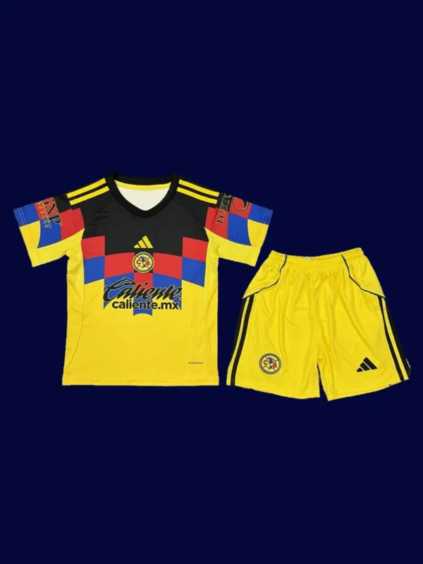 Club America 2526 Home Kids Player Kit Front | Youth Match Yellow Set
