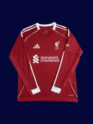 Liverpool Home Red Long Sleeve Jersey 2526 Fans Version1 Liverpool Home Red Long Sleeve 25/26 Fans Version Front