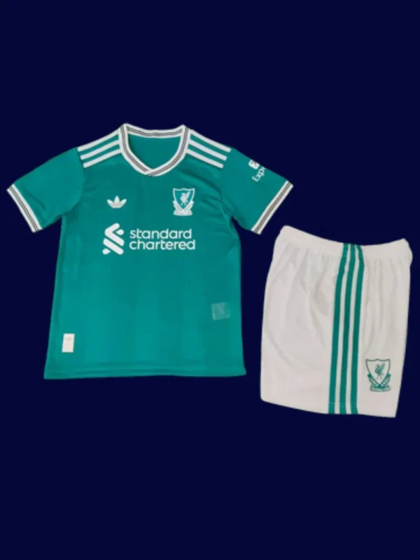 Liverpool Third Green Kids Kit 25/26 Player Version Front