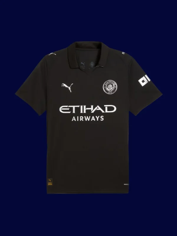 Man City 25/26 Away Black Player Jersey Front Image