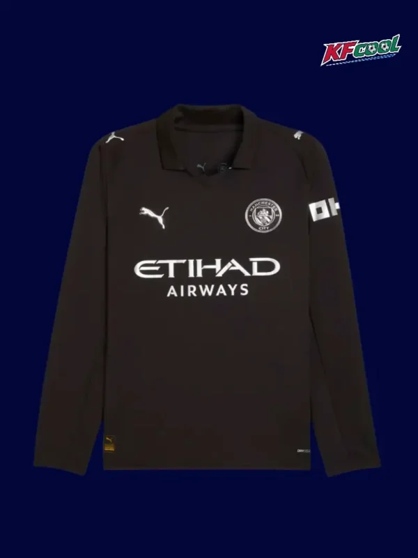 Man City 25/26 Away Black Long Sleeve Fans Jersey Front