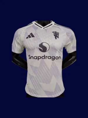 ManU 25/26 Away White Jersey Player Front, lightweight, player cut