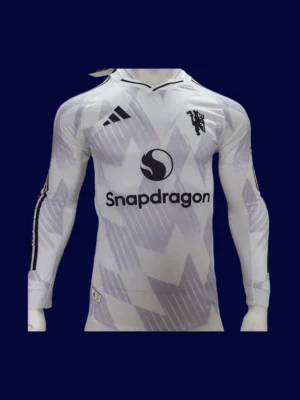 ManU 25/26 Away White Long Sleeve Player Front, match sleeve, breathable