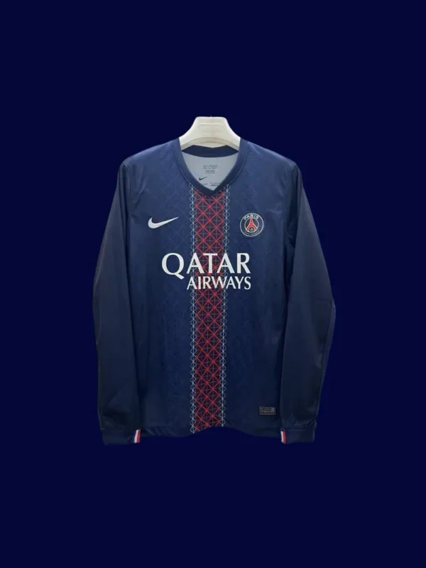 PSG Home Blue Long Sleeve Jersey 2526 Fans Version1 - KFCool – Football Jerseys & Soccer Kits Store PSG Home Blue Long Sleeve Jersey 25/26 Fans Version Front
