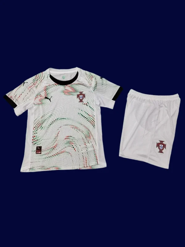 Portugal 2526 Away Kids Player Kit Front | Youth Match White Set