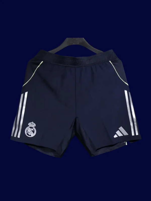 Real Madrid Away Black Shorts Pants 2526 Player Version1 - KFCool – Football Jerseys & Soccer Kits Store Real Madrid Away Front Player 25/26 Black Shorts