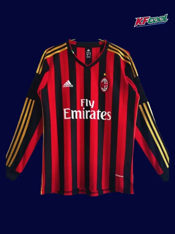 AC Milan home classic retro LS jersey 2013/14 front long sleeve red black design