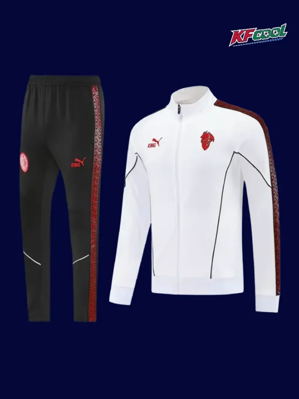 AC Milan White Jacket Tracksuit 2526 Fans Version - KFCool – Football Jerseys & Soccer Kits Store AC Milan white jacket tracksuit 25/26 fans version front view
