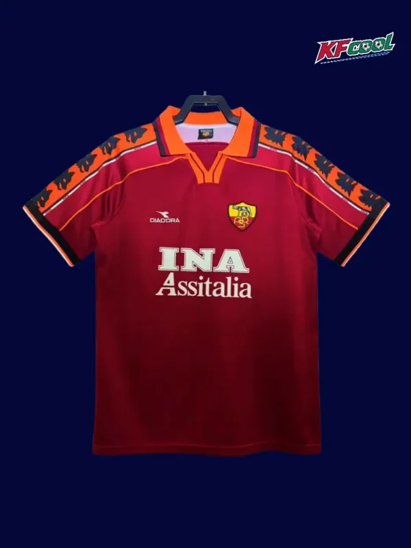 AS Roma Home Classic Retro Jersey 199899A - KFCool – Football Jerseys & Soccer Kits Store AS Roma home classic retro jersey 1998/99 front vintage look
