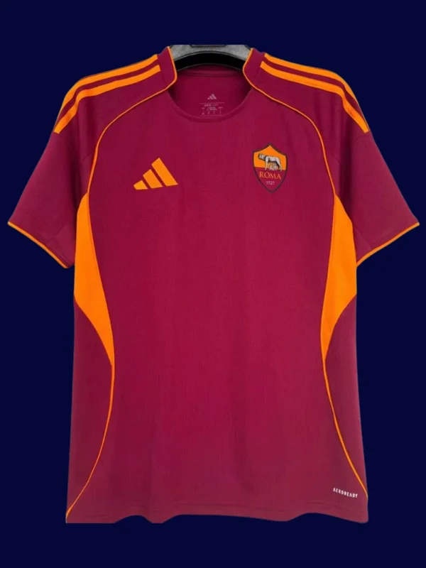 AS Roma Home Jersey 2526 Fans Version1 - KFCool – Football Jerseys & Soccer Kits Store AS Roma Home Jersey 25/26 Fans Version front with club crest and classic home colors.