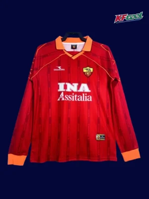 AS Roma Home Retro Long Sleeve Jersey 199900A AS Roma home retro long sleeve jersey 1999/00 front classic vintage design
