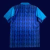 back view of blue away retro football jersey (94/95) showing plain back and number-ready area.