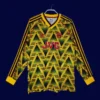 front view of long sleeve away retro football jersey (91/93) with authentic vintage cuffs.