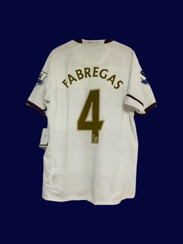 back view of white away retro football jersey (07/08) showing neat back panel for numbers.