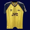 front view of yellow away retro football jersey (88/89) with classic retro weave.