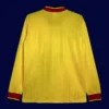 back view of long sleeve yellow away retro football jersey (93/94) showing roomy back for numbers.
