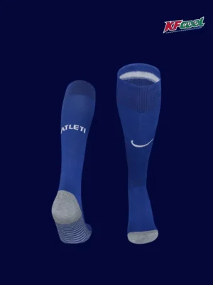 Atlético Madrid 25 26 black away sock front with embroidered club crest