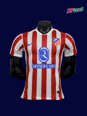 Atlético Madrid 25 26 player home jersey front with performance fabric and sponsor branding