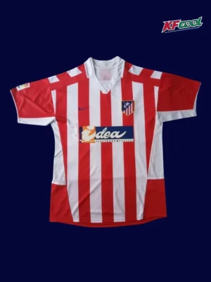 Atlético Madrid 2002 03 home retro jersey front with classic striping and badge