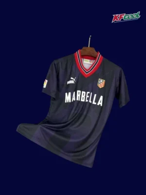 Atlético Madrid Retro Jersey 199596 for Collectors1 Atlético Madrid 1995 96 retro jersey front collector edition with vintage crest