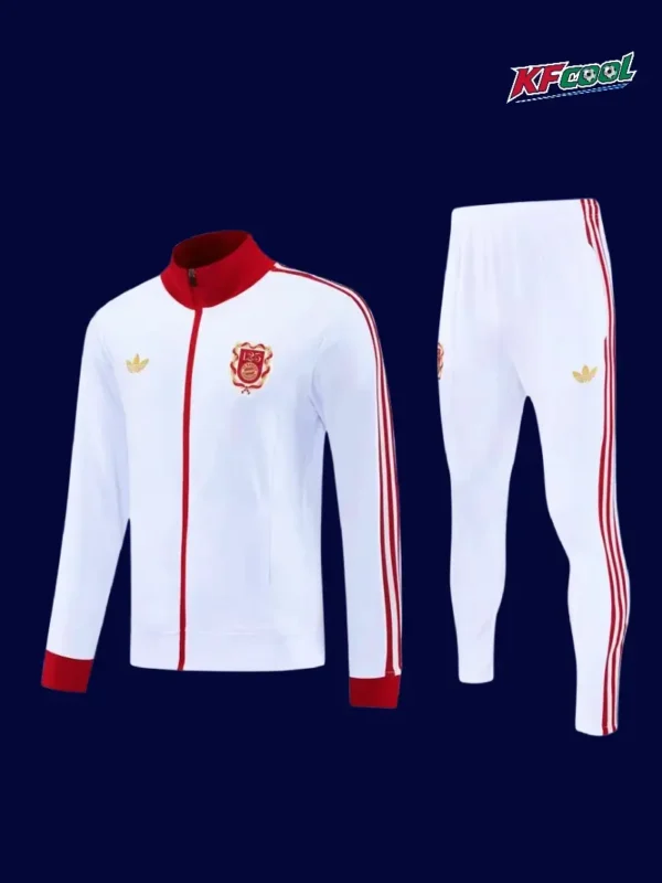 Bayern Munchen White Jacket Tracksuit 2526A - kfcool.com Bayern Munchen white jacket tracksuit 25/26 front view