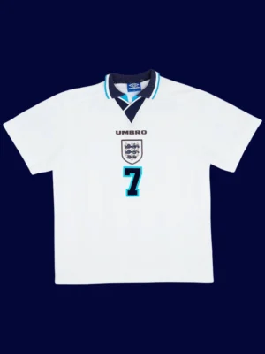 Beckham #7 England Home Retro Jersey Euro Cup 1996