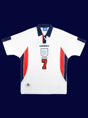 Beckham #7 England Home Retro Jersey World Cup 1998