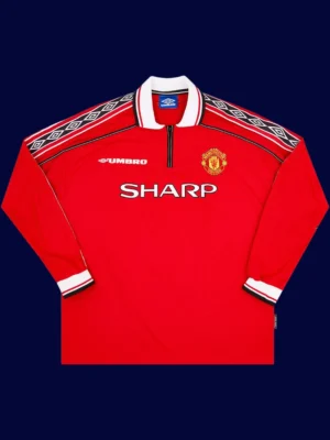 Beckham #7 Manchester United Home Retro Long Sleeve Jersey 98/00