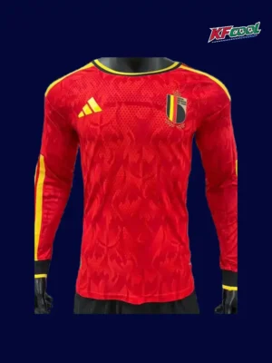 Belgium home red LS jersey 26/27 player front — long sleeve, performance fit