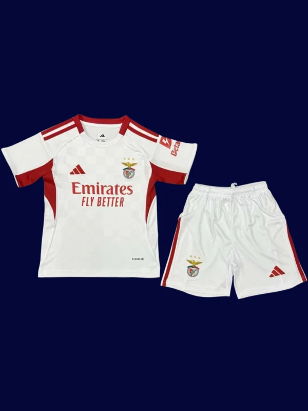 Benfica Away Kids kits 25/26 front lightweight breathable junior football shirt