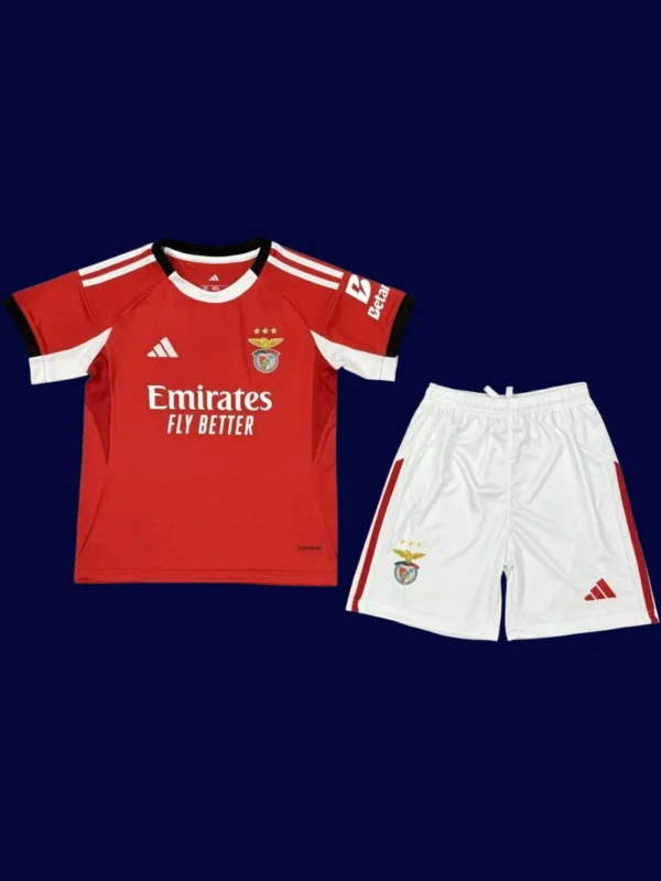 Benfica Home Kids kits 2526A - KFCool – Football Jerseys & Soccer Kits Store Benfica Home Kids kits 25/26 front lightweight breathable junior football shirt