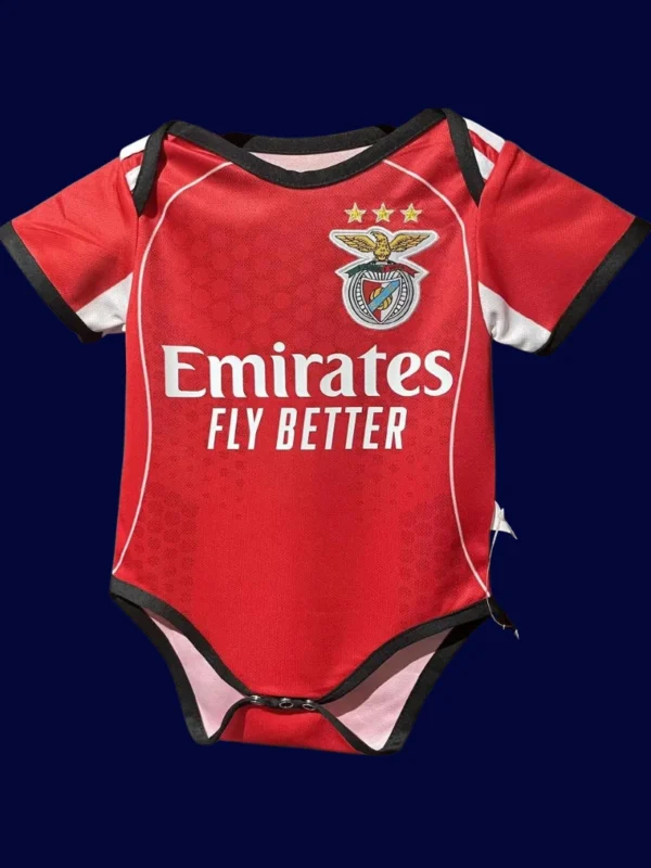 Benfica Home Red Babysuit kits 2526A - KFCool – Football Jerseys & Soccer Kits Store Benfica Home Red Babysuit kits 25/26 front lightweight breathable infant football outfit