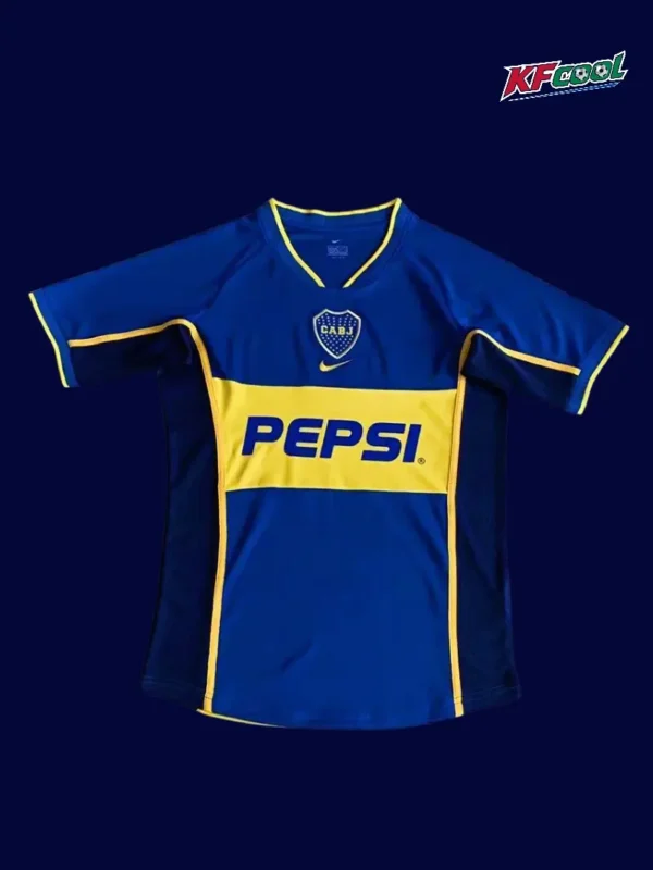 Boca Junior Home Classic Retro Jersey 2002A - kfcool.com Boca Juniors home classic retro jersey 2002 front blue yellow stripes