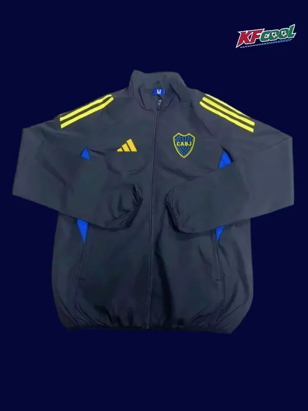Boca Juniors black windbreaker 25/26 fans version front view