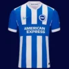 Brighton Home Jersey 25/26 Fans Version front with classic blue-and-white stripes and crest.