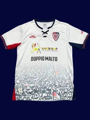 Cagliari Away Jersey 25/26 Fans Version front with away design and club badge.