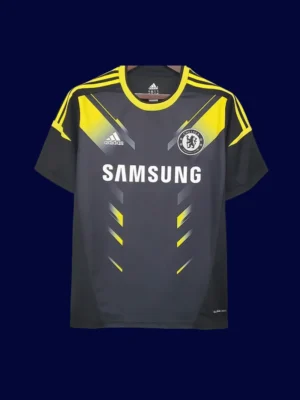 Chelsea Away Black Retro Jersey 1213A front view of Chelsea away black retro jersey (12/13) with classic fit.