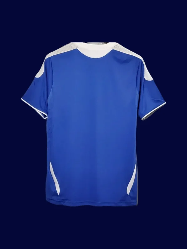 back view of Chelsea home blue retro jersey (11/12) showing number-ready back panel.