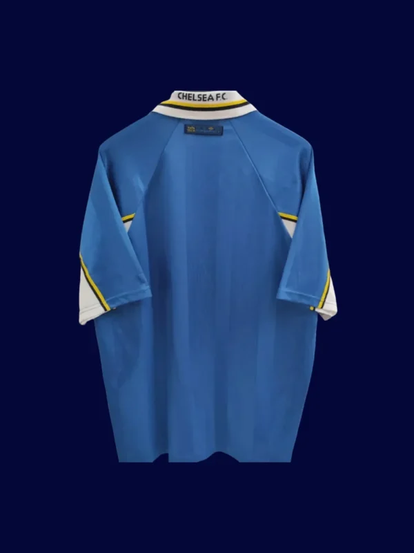 Chelsea Home Blue Retro Jersey 9799B - KFCool – Football Jerseys & Soccer Kits Store back view of Chelsea home blue retro jersey (97/99) showing stitched back panel.