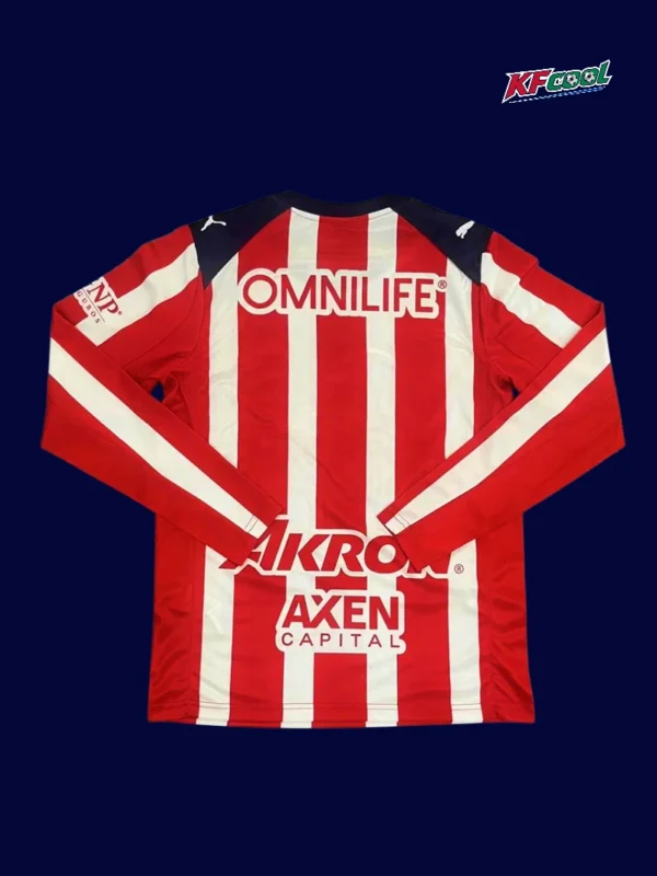 Chivas home jersey long sleeve 25/26 fans version back view