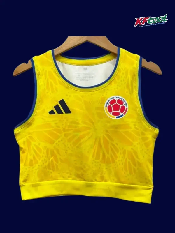 Colombia home yellow women 26/27 yoga vest front — sleeveless, athletic top
