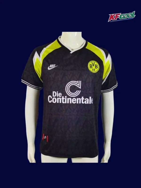 Dortmund away black classic retro jersey 1995/96 front black yellow vintage design